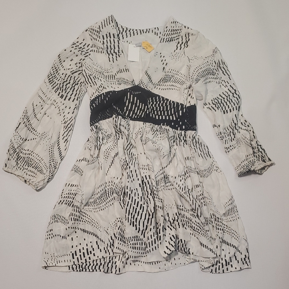 Alice McCall Black and White Long Sleeve Silk Dress - Size 12